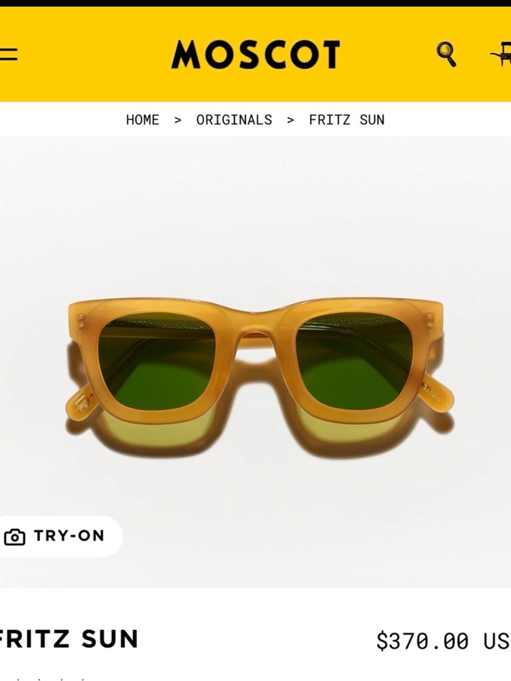 MOSCOT Fritz Sun Sunglasses - Amber Frame